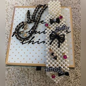 Betsy Johnson pearl bow necktie necklace